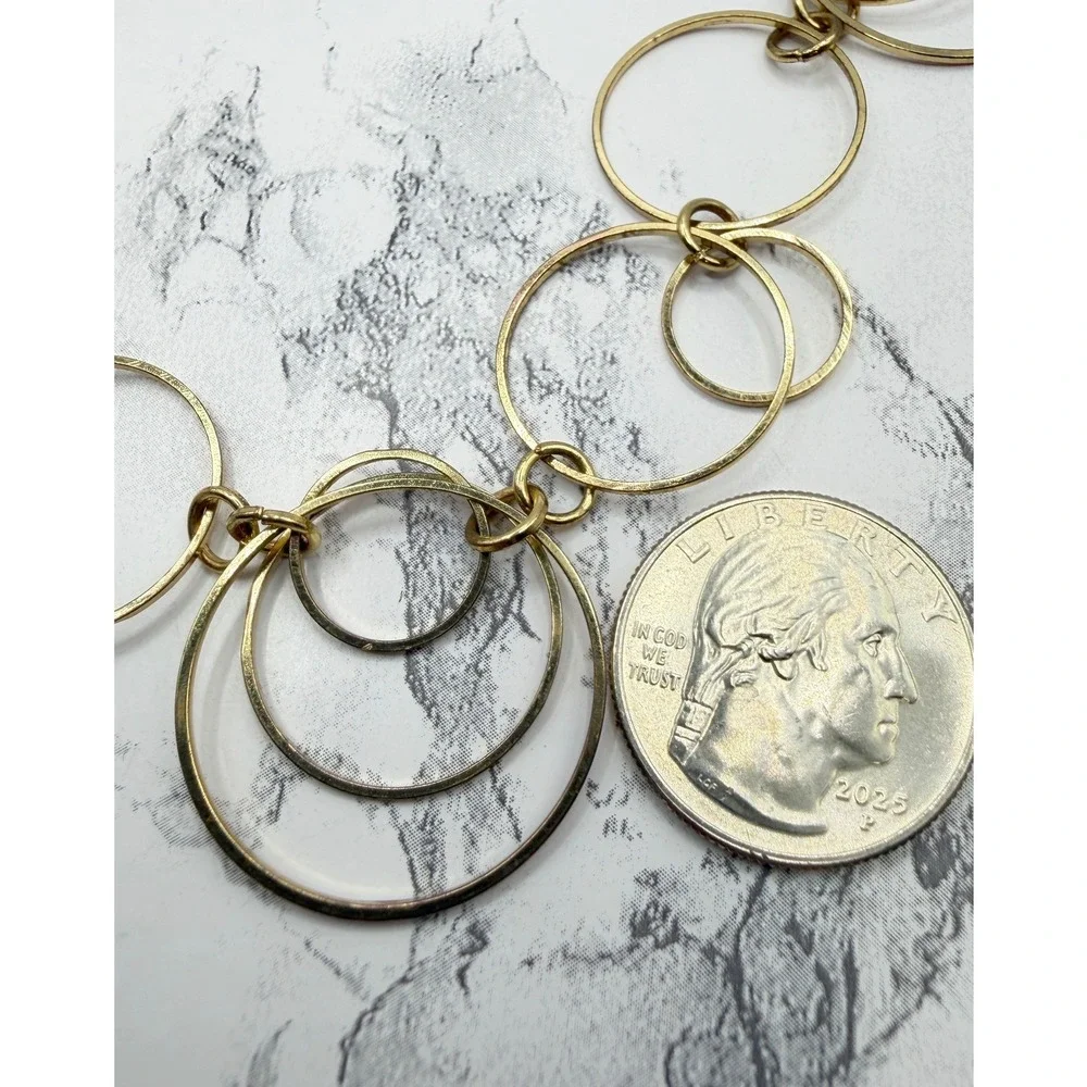 Long Gold‎ Circle Link Statement Necklace 37